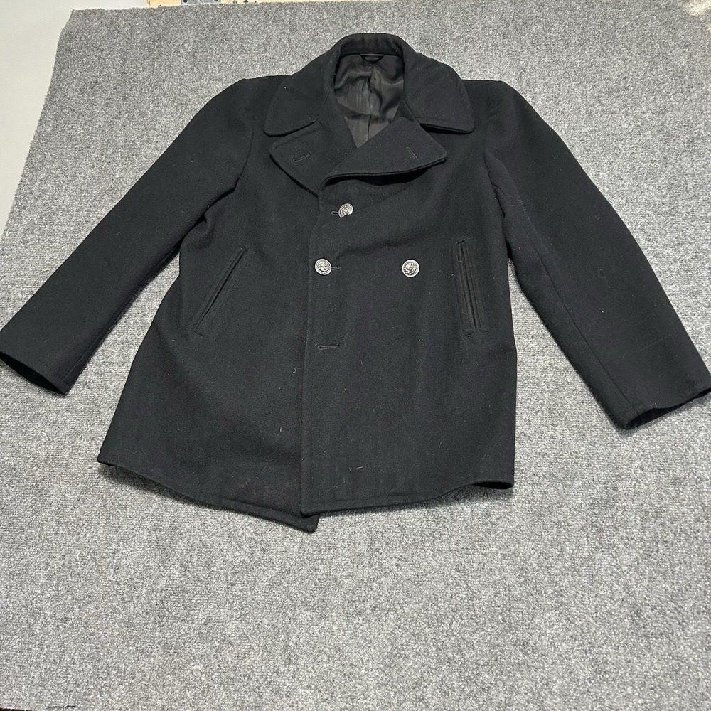 Vtg‎ 1979 US Navy Pea Coat  Anchor Buttons Heavy Melton 36S Great Condition